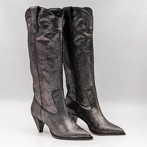 Larroude Women Louise Cowgirl Glitter Festival Graphite Western Boots size 6.5